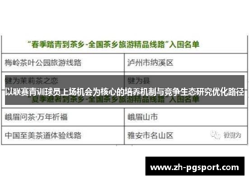 以联赛青训球员上场机会为核心的培养机制与竞争生态研究优化路径